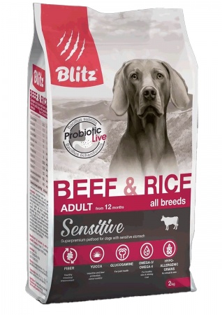 Blitz Sensitive Beef & Rice Adult All Breeds (говядина, рис) в зоомагазине Лепшы Сябар
