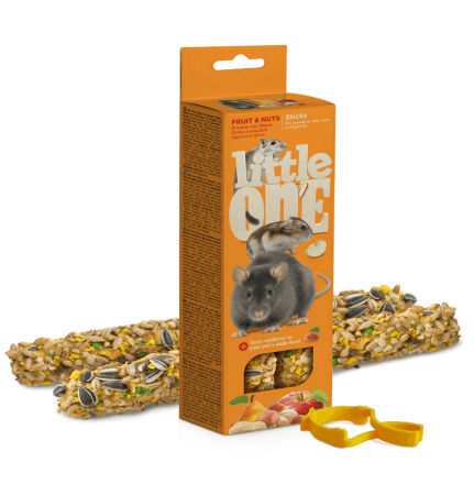 Little One Палочки для грызунов с фруктами и орехами, 2х60 г в зоомагазине Лепшы Сябар