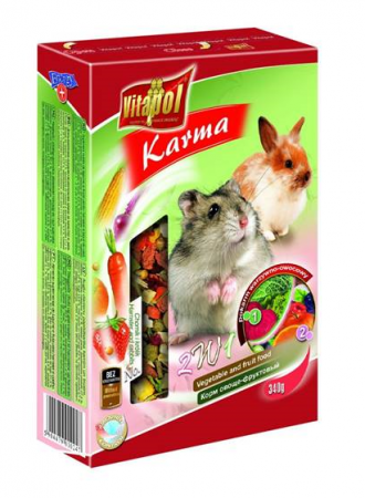 Корм Vitapol для хомяков и кроликов  Karma 2в1, овоще-фруктовый, 340 г в зоомагазине Лепшы Сябар