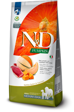 Farmina N&D GF Pumpkin Adult Medium & Maxi (тыква, утка, дыня) в зоомагазине Лепшы Сябар